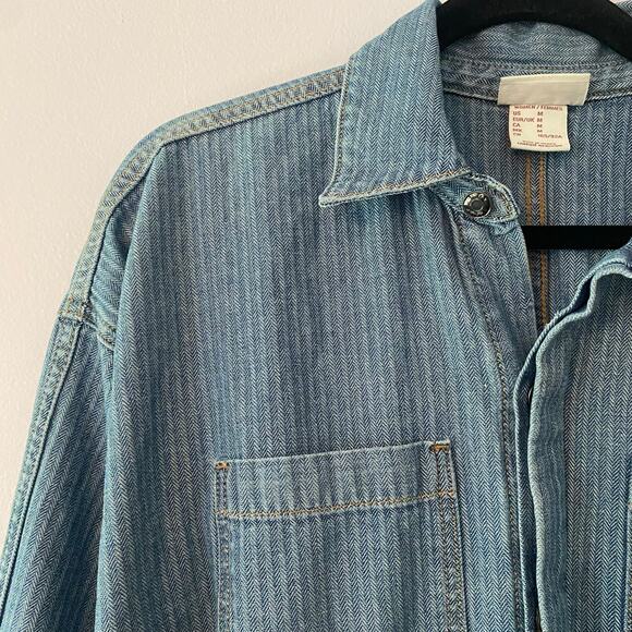 Ariat Blue Jean Long Sleeve Coveralls Button Down Jumpsuit Herringbone Medium - Picture 4 of 12
